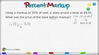 Percent Markup - Find Original Cost