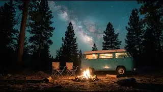 Relaxing Camping Night Ambience 🌌 Campfire Crackling, Forest Night Sounds for Calm