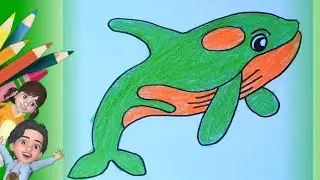 coloring whale for kids & toddlers_ #kidsart #drawforkid  #drawanimal #dinosaurs