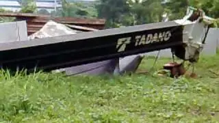 Toppled crane