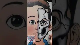 One Stroke Half Skull - Kezs Face Painting