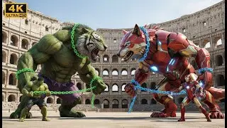 ⚔️ Epic HULK Tiger 🆚 Furious IRONMAN  Wolf  | Ultimate Arena Animal Battle | Full Showdown