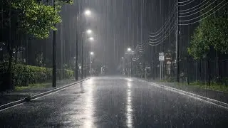 Heavy Rain on a Quiet Street at Night 🌧 Dark Road Rain Sounds for Deep Sleep (No Ads)