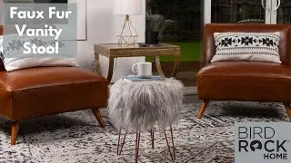 BIRDROCK HOME Faux Fur Vanity Stool Chair