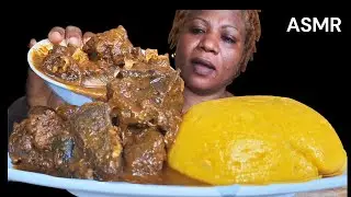 African food mukbang goat meat pepper soup with stash fufu mukbang 