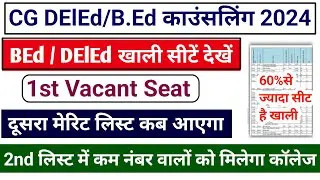 Cg DElEd Vacant Seat 2024 || CG BEd Khali Seat Kaise Check Kare 2024|| Cg DElEd Counselling 2024