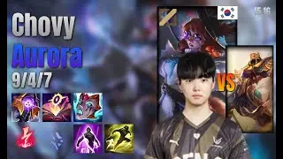 Chovy Mid Aurora vs Azir lol KR solo rank Full Game 15.16 | 쵸비 오로라 vs 아지르