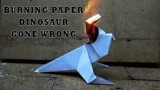 SATISFYING BURNING PAPER DINO ORIGAMI - Fire In Reverse Gone Wrong