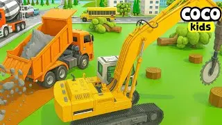 Excavator Driller & Cutter Trucks Animation Bypass Road Construction Simulation Mega Machine at Work