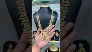 premium quality long haram gold finish pink stone green colour stone ......... price 3500