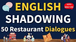 50 English Shadowing Practice in restaurant | English dining dialogues | English speaking Practice