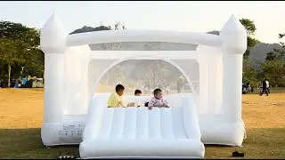 Hapfan Large White Bounce House for 6 kids, 600lbs Capacity