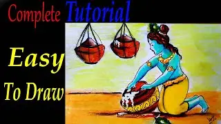 how to draw lord krishna easy step by step with colours
