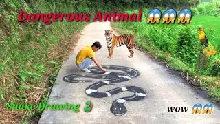 wow ! 😱  very amazing & Dangerous animals Drawing | snake 🐍 Drawing #drawing #tiktok #amazing #3d