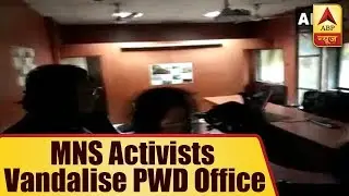 MNS Workers Vandalise Mumbai PWD Office over Pothole Deaths | ABP News