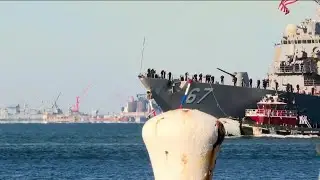 Sailors greeted with tears and cheers as USS Cole returns to home port ahead of Christmas