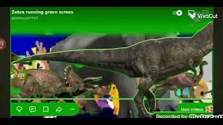 Elephant' zebra and dinosaurs stampede vs dad Green screen 