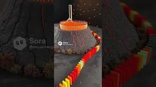 chain reaction volcano eruption amazing fire Domino