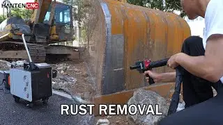 ⚡ Rust is gone in seconds! On-site laser cleaning of heavy equipment