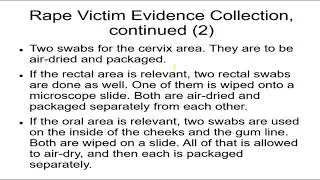 Forensics 15, Body Fluids 2 Confirming Seminal Stains, Rape Evidence Collection, the Rape Kit