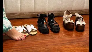 ASMR 👡🩴 Sandals Haul try on and walk around 3 pairs | No Talk
