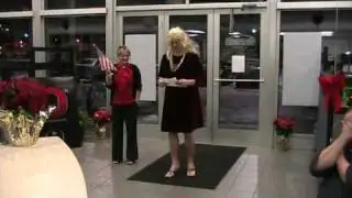 Mike dressing up as women at company Christmas Party
