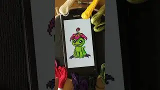 Palmon Pixelart Timelapse #pixelart #crossstitch #embroidery #palmon #timelapse #digimon