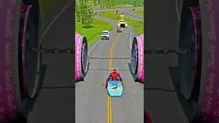 Skibidi Toilets & Speakermans VS BIG Bollard Barbie AND Giant Chain Spike Crush in BeamNG.drive