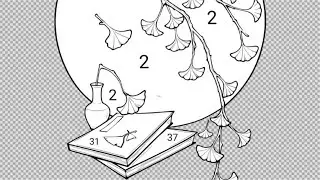 Coloring Games : Yellow ginkgo leaf branches hang down from above