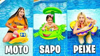 ÚLTIMA A SAIR DA SUA BOIA INFANTIL VENCE ! DESAFIO PERIGOSO NA PISCINA !