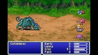 Final Fantasy V Low Level Solo Challenge- Level 1 Krile vs. Catoblepas