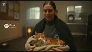 A woman took a boat to help a cat stuck on a roof. She tried to save the cats.#catrescue #viralvideo