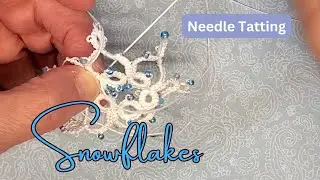 Simple Snowflakes Needle Tatting #fiberart #handmade #diy #giftideas #tattedlace