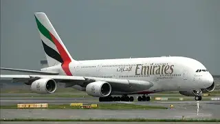 Der K&ouml;nig der L&uuml;fte! Emirates Airbus A380 Waterspray action & take off 💦🛫 Ein Moment zum Genie&szlig;en!