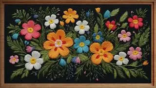 Wildflower embroidery design 4k Frame TV art #frametvart #wildflowers #embroidery #tvartgallery