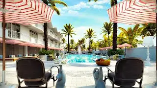 Relaxing Summer Vacation Pool Ambience ASMR ☀️ Nature Sounds, Water Splashing, Fizzy Drinks + More