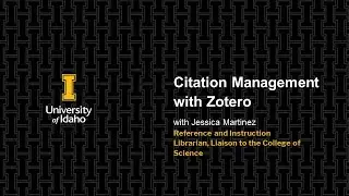 Citation Management with Zotero (2020)