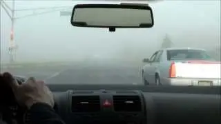 Accident during very heavy fog conditions.