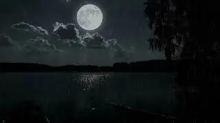 🌌 10H of Rainy Night Magic | Full Moon Above, Storm Below