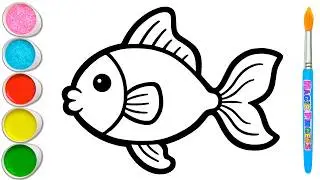 Goldfish and 5 More Sea Animals Drawing, Painting & Coloring for Kids and Toddlers 💦🐠 #409