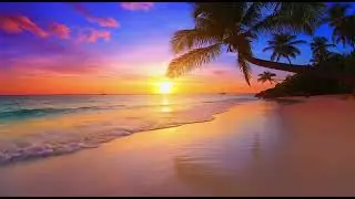 Beautiful Sunset Tropical Beach 🌊 10 Hours of Ocean Waves for Deep Sleep & Relaxation