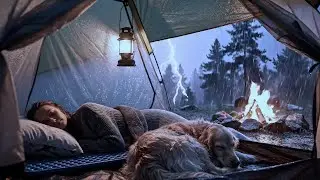 UNEXPECTED Heavy Rain & Lightning Storm ⛈️ Hot Tent Camping in Extreme Rain | Cozy Night ASMR