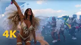 Girls Dancing Together Costume Parade Music Caribana Toronto Carnival 2019 Ontario Canada Fest Image