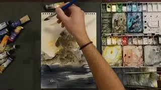 Storm Over the Sea - Watercolor Abstract Landscape Painting