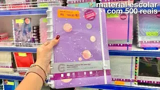 comprando material escolar com 500 reais | volta às aulas 2024 ✨