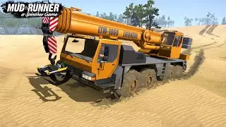 Spintires MudRunner - LIEBHERR Mobile Crane Driving On Sand Dunes