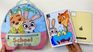 [💸paper diy💸] ZOOTOPIA SCHOOL BLIND BAG + IPAD PRO AND CASE unboxing! | asmr