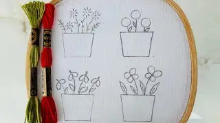 EASY FLOWER POTS HAND EMBROIDERY DESIGNS FOR BEGINNERS 