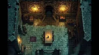 DnD compatible animated map _ Dungeon Interior with Cozy Atmosphere _ square grid for VTT