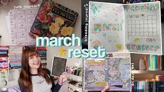 march monthly reset ✧.* reading journal set up, february wrap up, junk journal spread, hobonichi